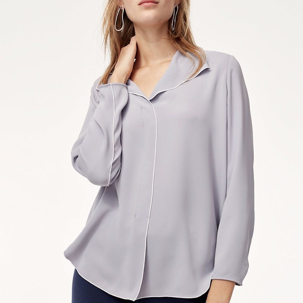 NWT Aritzia Babaton “Rena” Blouse in Gray